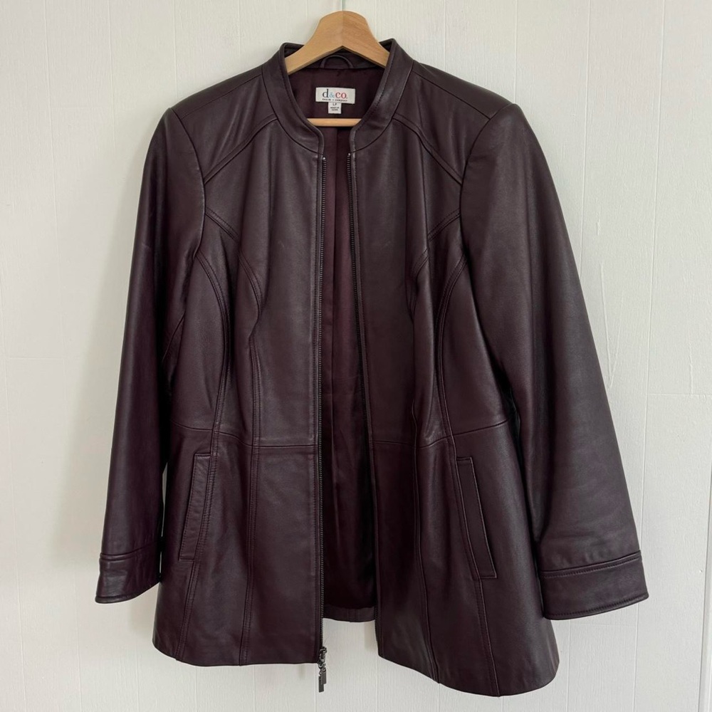 Denim & Co. burgundy leather jacket